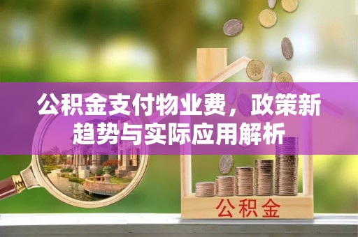 海阳公积金支付物业费，政策新趋势与实际应用解析